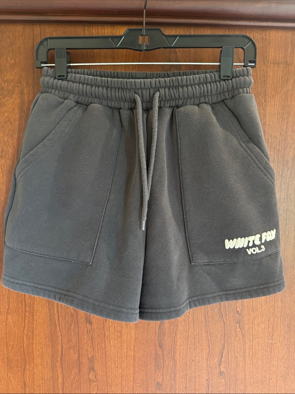 White Fox Vol. 3 Charcoal Grey Fleece Drawstring Shorts